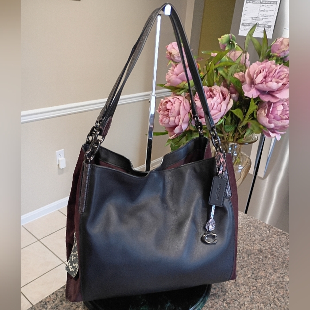 Coach Dalton 31 Shoulder Bag Purse in Colorblock with Pearlized Python Snakeskin